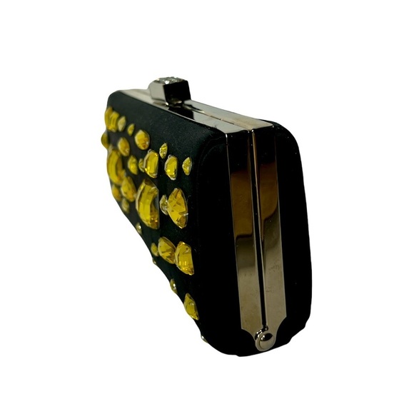 Kate Landry Black Evening Clutch Formal Handbag Gold Jeweled‎ Black Bag - Picture 3 of 11